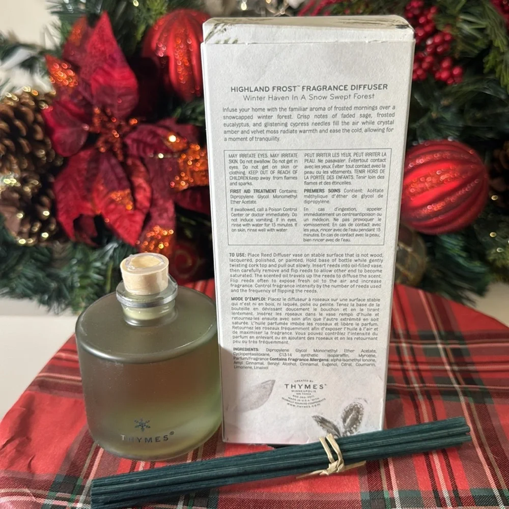 Thymes Petite Highland Frost Diffuser - Home Fragrance Diffuser Set Includes
